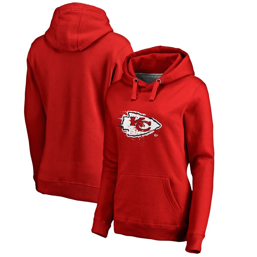 Kansas City Chiefs NFL Pro Line by Fanatics Branded Women Plus Size Splatter Logo Pullover Hoodie  Red->women nfl jersey->Women Jersey